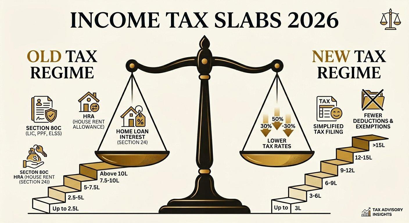Income Tax Slabs 2026 -- New vs Old Regime Comparison